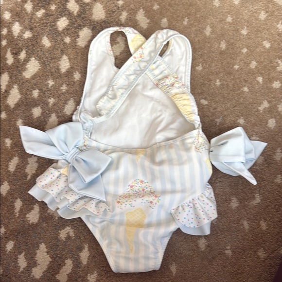 Striped One-Piece Swimsuit with Ruffle Details - Picture 2 of 2